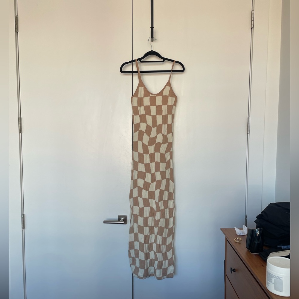 Pepper Mayo Neutral Knit Maxi Dress
